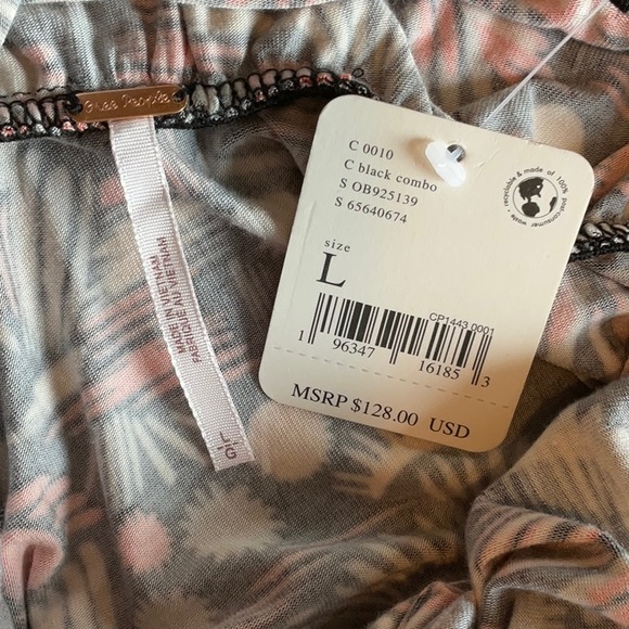 Free People Darla Black Combo Sleeveless Open Back Dress Size L, NWT - Picture 15 of 15